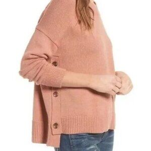 Madewell Pink Brownstone Side Button Sweater Size Small